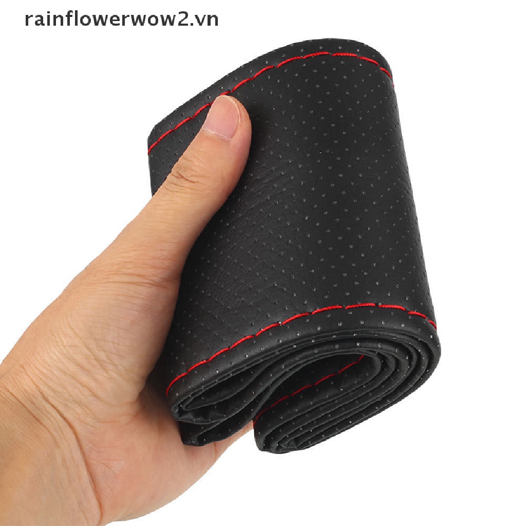 Vỏ Bọc Vô Lăng Xe Hơi Màu Đen + Đỏ 38cm Kèm Kim Và Chỉ