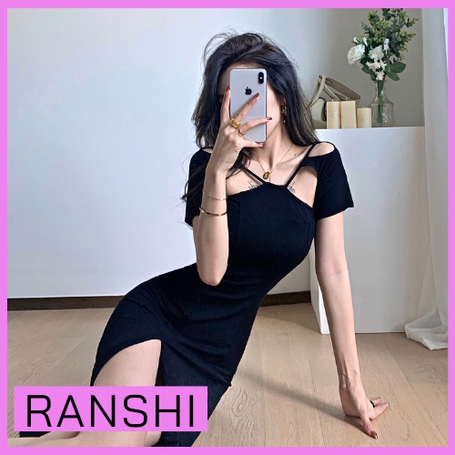 [HÀNG CAO CẤP] Đầm Body Xẻ Tà Cao RANSHI Váy Dự Tiệc Xẻ Đùi Cách Tân Sang Trọng Quyến Rũ - RBD023