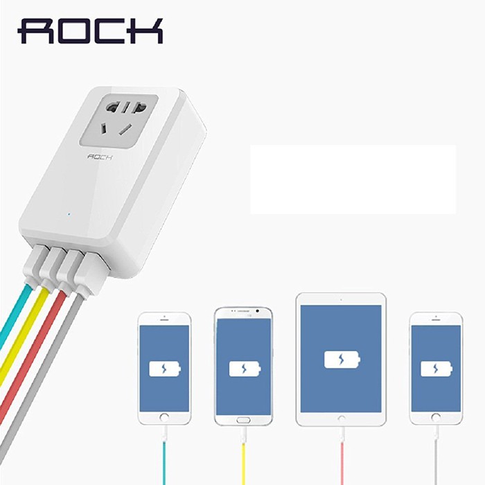 Củ sạc nhanh 4 cổng đa năng Tank Travel Charger 2.4A chính hãng ROCK