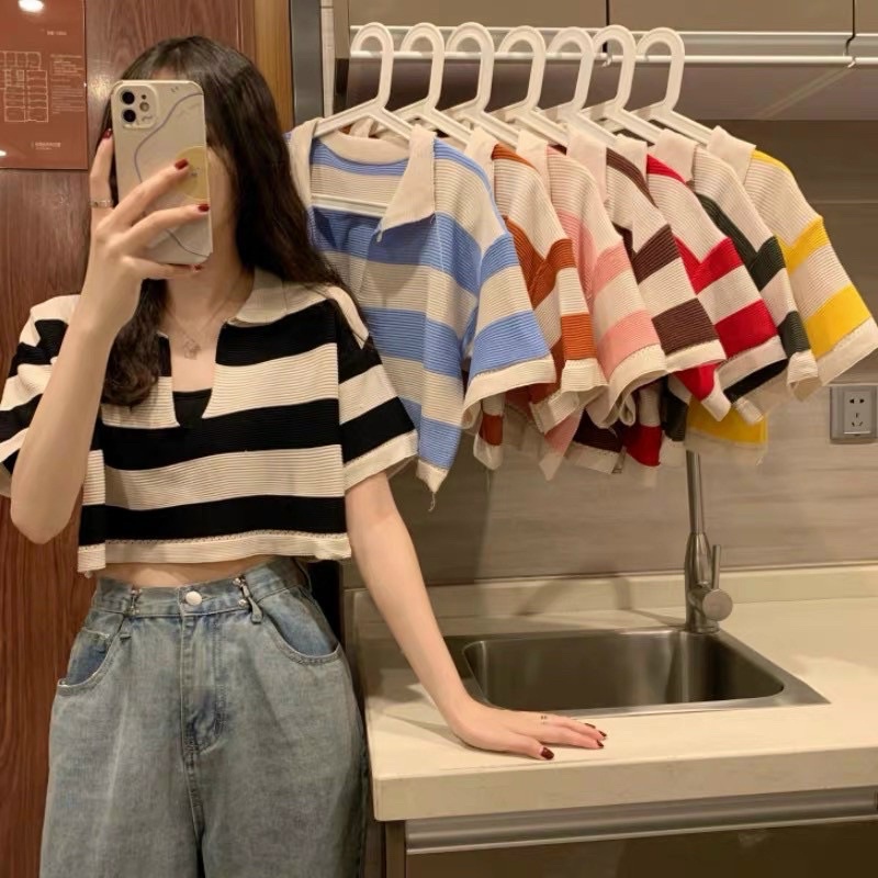 Áo croptop kẻ new hottt