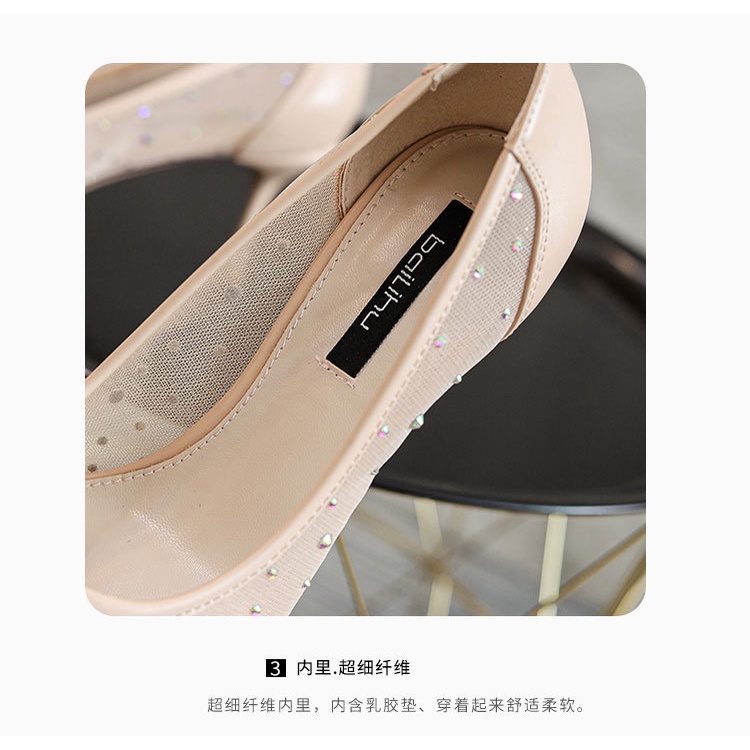 Giày Cao Gót Mũi Nhọn Phối Lưới Đính Đá Thời Trang Hàn Quốc 6880-w80 2021