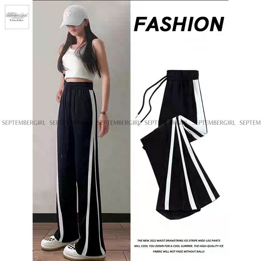 Quần culottes ống suông rộng nữ SEPTEMBERGIRL phối 2 viền sọc - JOGGER NAM 001V2