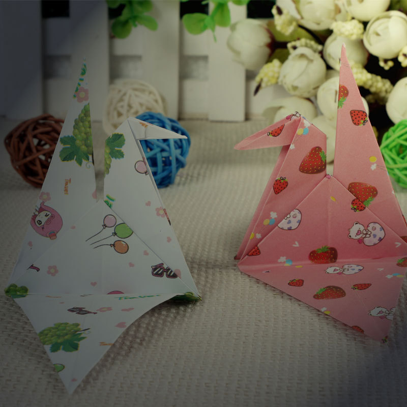 Giấy Xếp Hình Origami Hình Vuông Họa Tiết Chim Hạc / Hoa Hồng Xinh Xắn Cho Bé