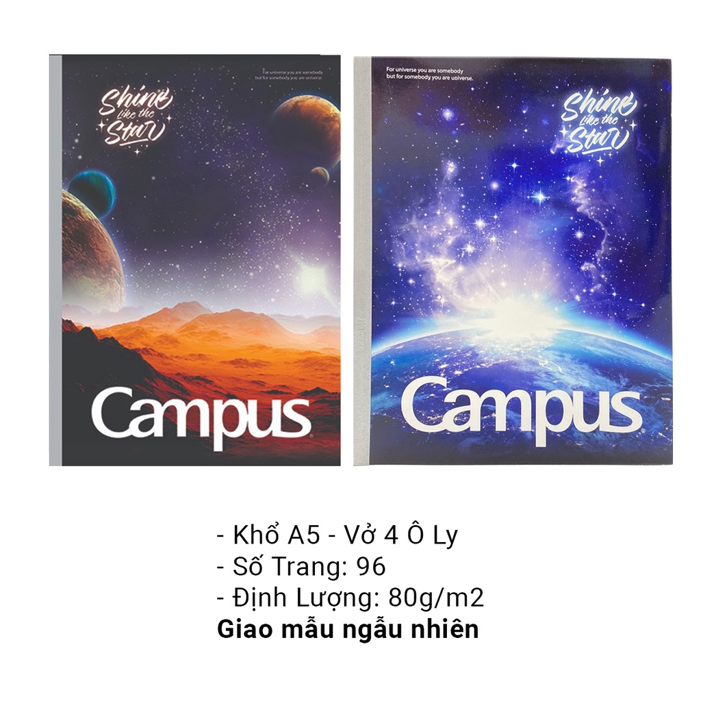 Vở Campus 4 Ô Ly Khổ A5 96 Trang