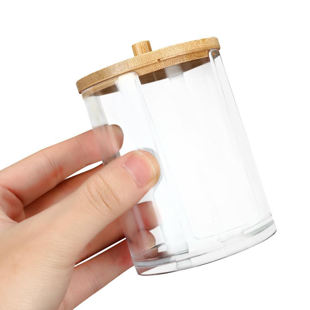UUMIR Lọ đựng bông tẩy trang tăm bông nắp đậy tre acrylic trong suốt đa năng chống bụi bẩn