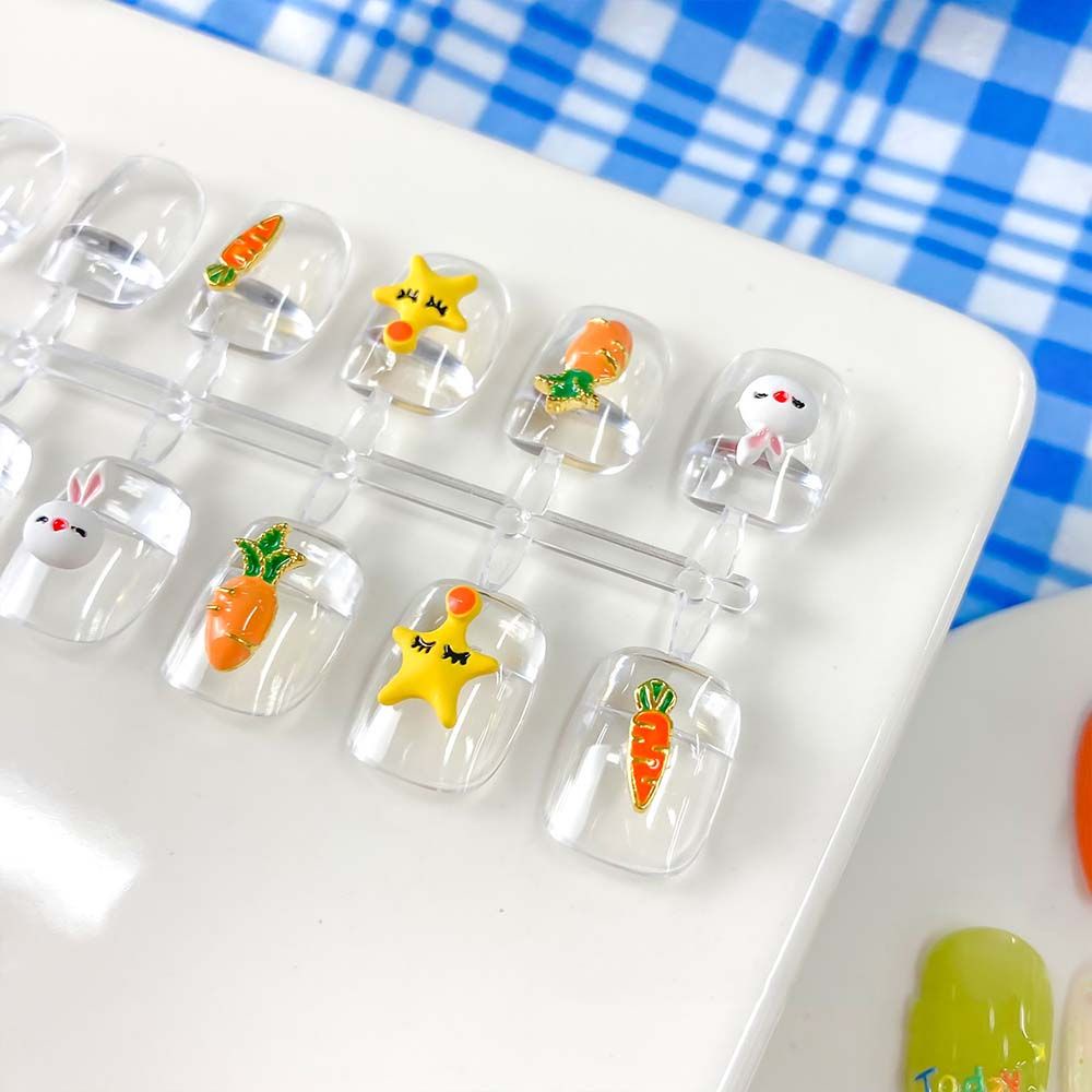 [Hàng mới về] Bộ phụ kiện trang trí móng tay nghệ thuật 3D bằng kim loại kiểu dáng thỏ/ cà rốt/ ngôi sao đáng yêu DIY