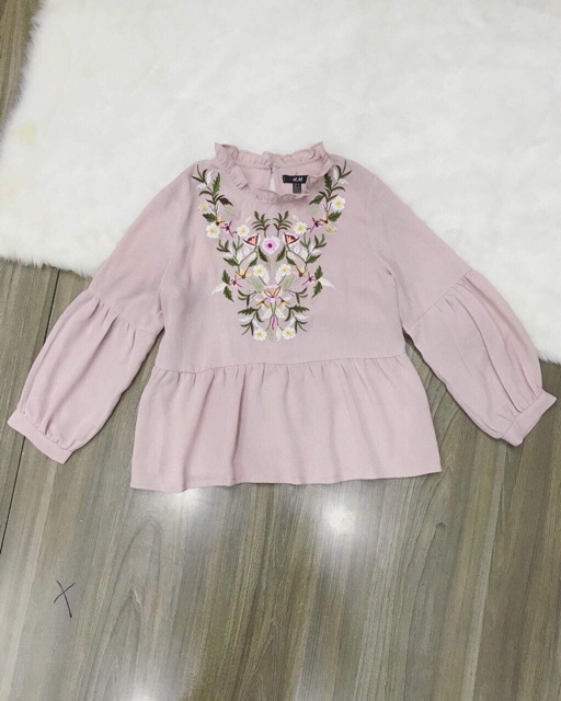 Sơmi babydoll thêu hoa