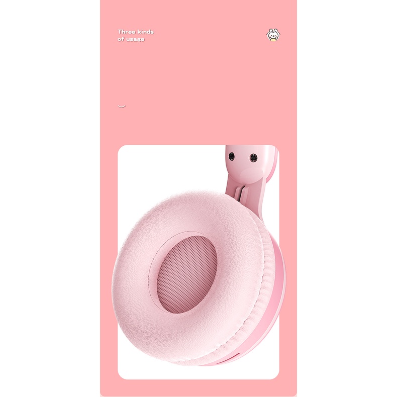 Tai nghe chụp tai bluetooth Cute Rabbit , tai nghe thỏ đáng yêu không dây có đèn led đổi màu, có mic đàm thoại cao cấp.