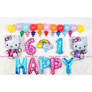 Set Bóng Tết Thiếu Nhi 1/6 Cho Bé - Bộ Bóng Trang Trí 1/6 Kèm Bơm Tay + Băng Dính