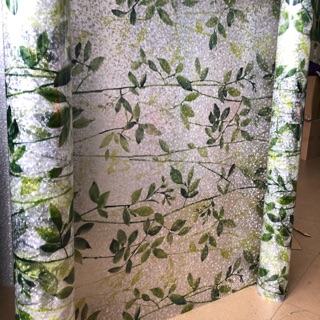 Decal dán kính hoa dây xanh 3d dày khổ ngang 0,9m