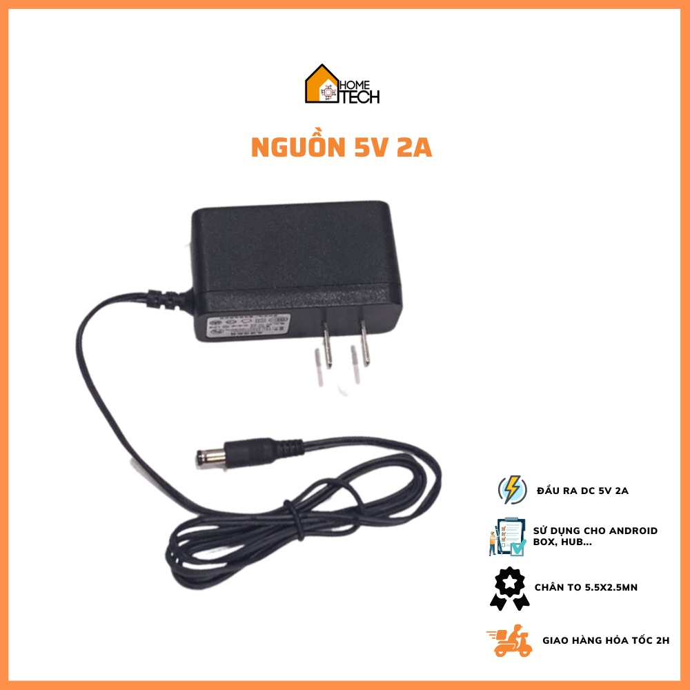 Nguồn adapter 5V-2A chân to 5.5 x 2.5mm dùng cho đầu thu kỹ thuật số, android box, ...