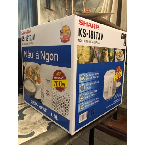 Nồi cơm điện chống dính nắp gài siêu bền Sharp 1.8 lít KS-181TJV bảo hành 12 tháng toàn quốc
