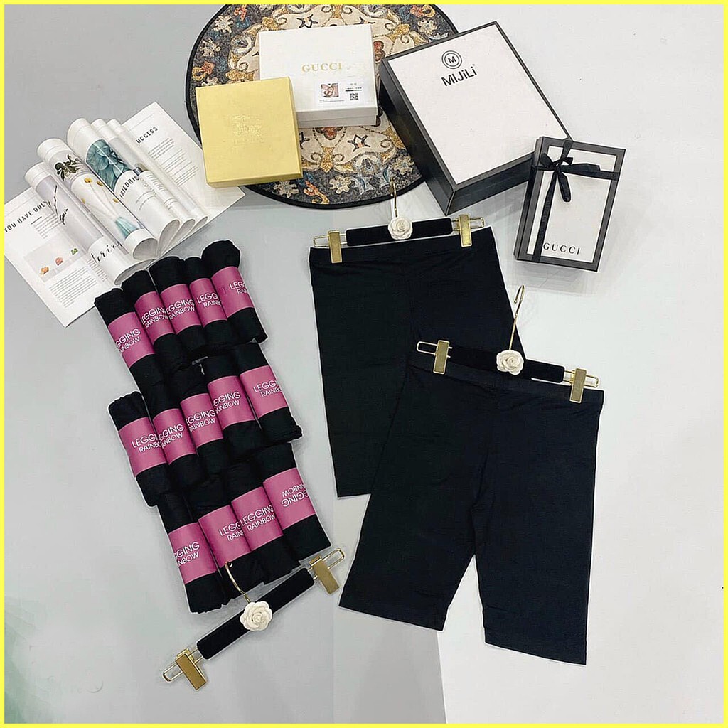 Quần legging nữ WOMENS nâng mông lưng cạp cao vải thun dày dặn đùi ngố lửng ôm body bó mặc nhà tập gym yoga Q33