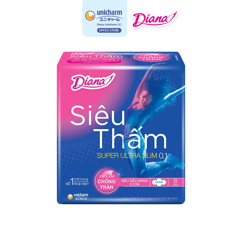 Combo 6 Gói Băng Vệ Sinh Diana Siêu thấm siêu siêu mỏng 0.1(Gói 8 miếng)