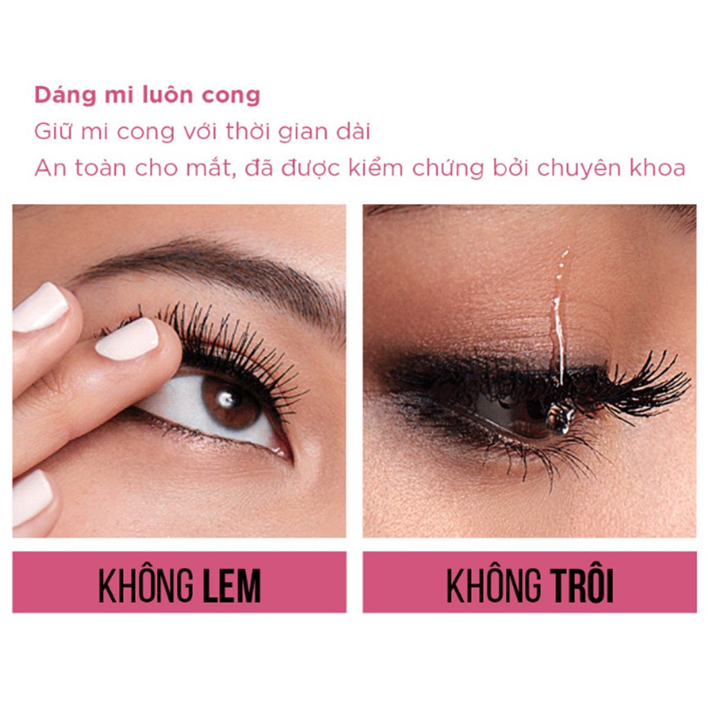 Mascara Dài Mi Và Cong Mi Maybelline New York Hyper Curl Waterproof Không Lem Không Trôi 9.2ml