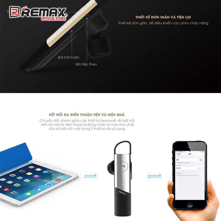 [ Giá siêu rẻ,chính hãng ] Tai nghe Bluetooth Remax RB-T15 (Vàng)