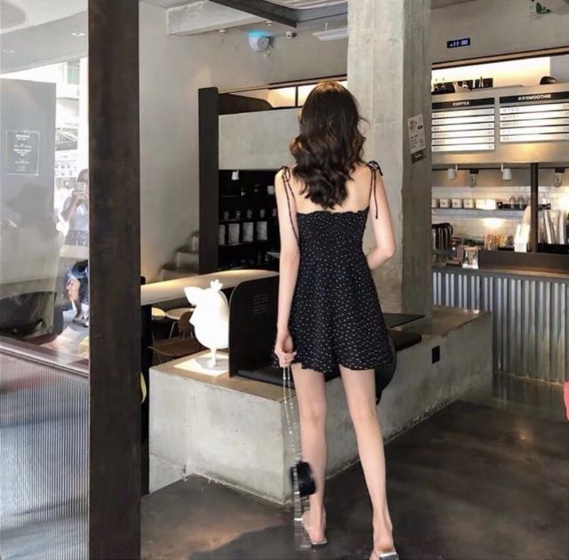 Đầm bi 2 dây cột nơ (Bi nhỏ y hình)