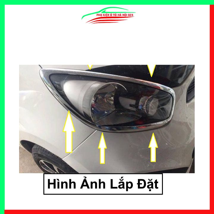 Ốp viền đèn pha hậu mạ crom Morning 2012-2020 chống trầy trang trí bảo vệ xe