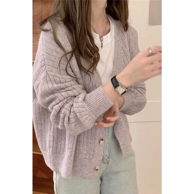 Áo cardigan dệt kim tay dài dáng rộng thiết kế mới thời trang mùa thu 2020 trẻ trung cho nữ