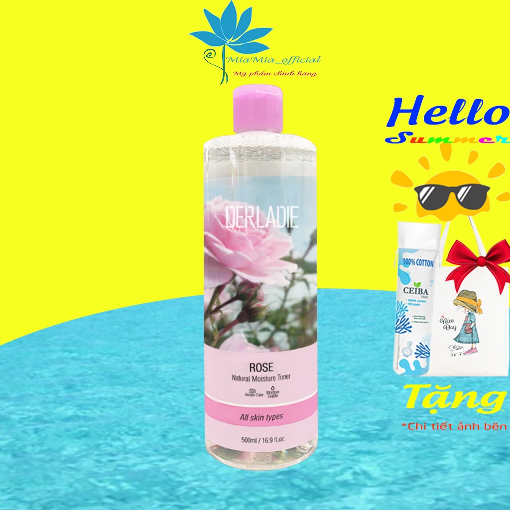 Toner Derladie Rose Natural Moisture Nước Hoa Hồng Toner 500ml Siêu Cấp Ẩm Nhập Khẩu Chính Hãng