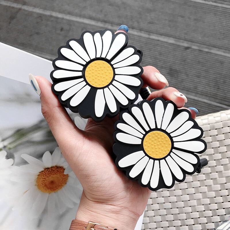 Case bao airpod silicon Pro 3 1 2 Hoa cúc - Vỏ bọc đựng tai nghe không dây AirPods Daisy tặng móc treo