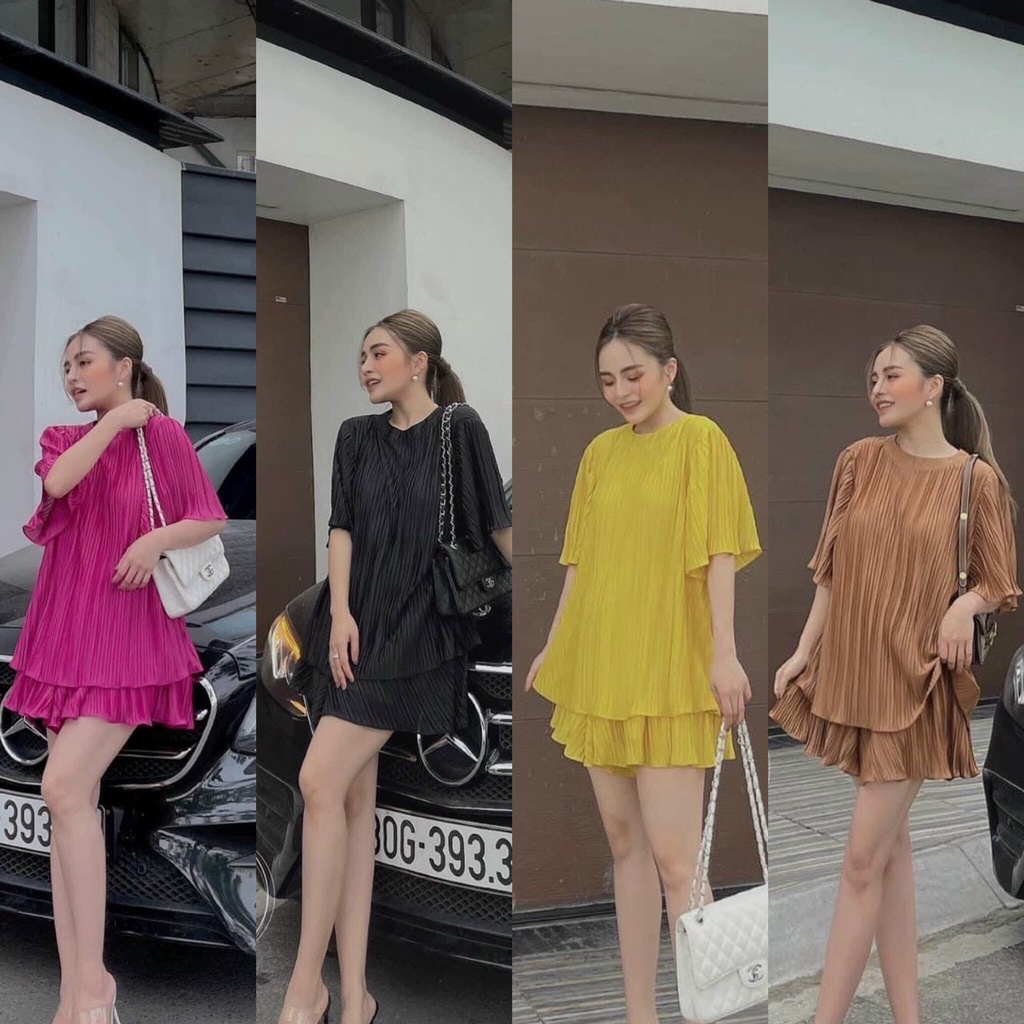 Set bộ dập ly tay ngắn cổ tròn + Ảnh thật trãi sàn