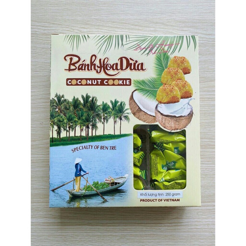 Bánh hoa dừa Yến Hoàng - Đặc sản Bến Tre - Hộp 250g