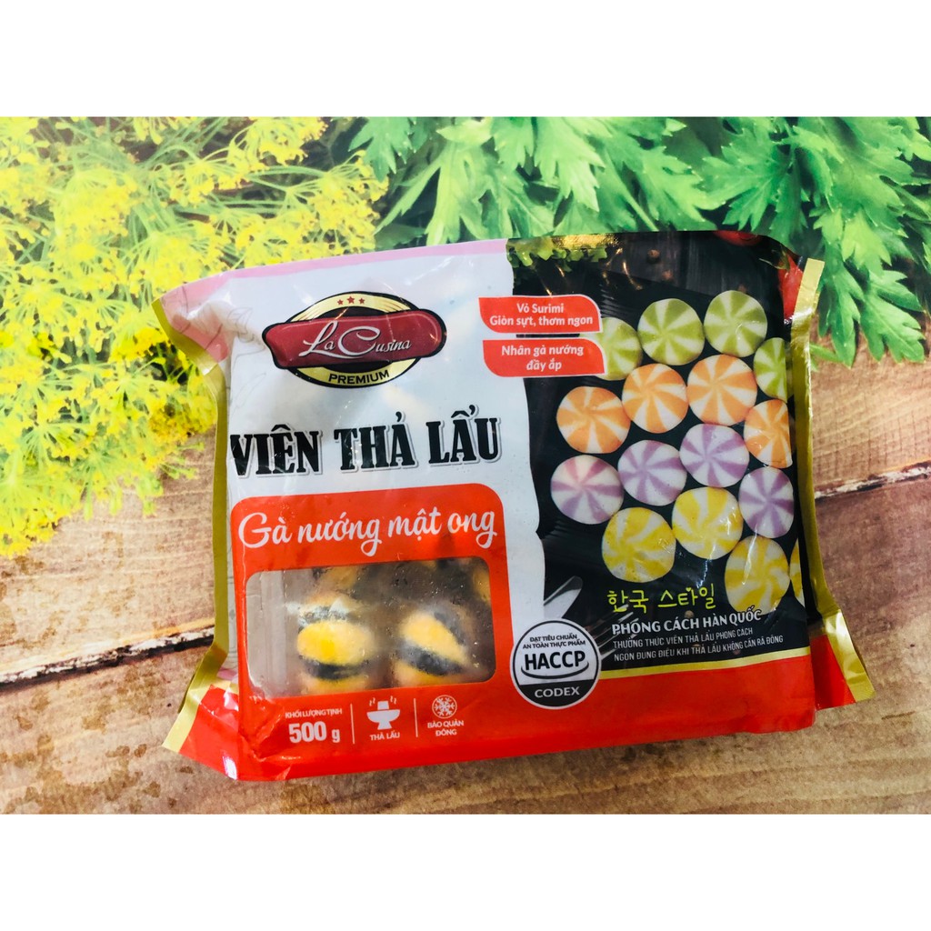 viên thả lẩu nhân gà nướng mật ong Lacusina gói 500g