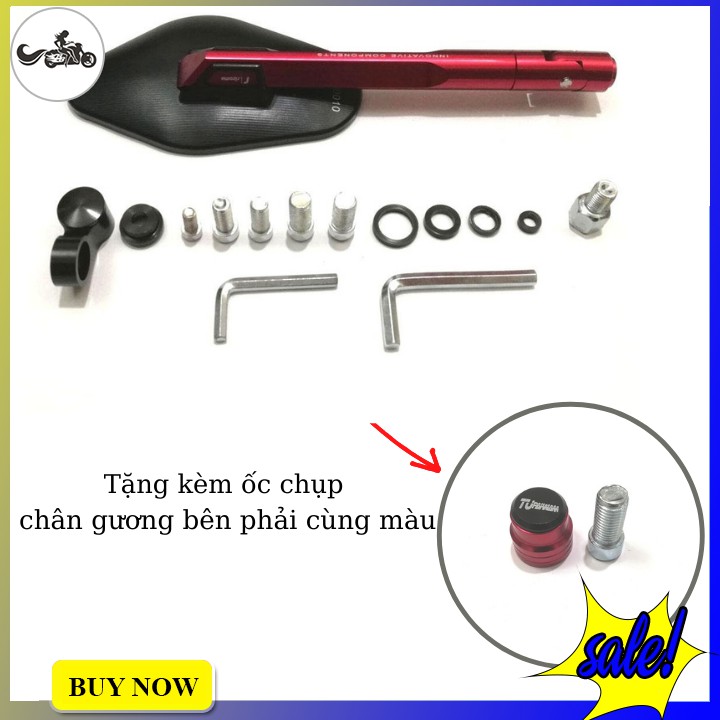 Kính chiếu hậu elisse loại 1 tặng kèm chế xoay + ốc chân kính lắp bên ko gương cùng màu