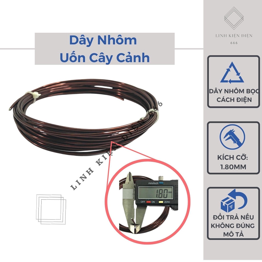 Dây Nhôm Uốn Cây Cảnh Làm Bonsai Cuộn Dây Nhôm 1.80mm 5 Mét DN5M180