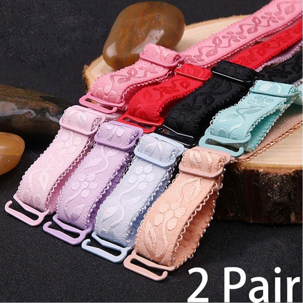 Set 2 Cặp Dây Áo Ngực Thêu Họa Tiết Thời Trang Có Thể Tháo Rời Tiện Dụng