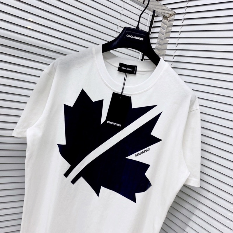 Áo phông nam nữ Premium Cotton in hình logo lá chữ DSQ2 vải dày dặn co giãn 4 chiều cao cấp AP05P