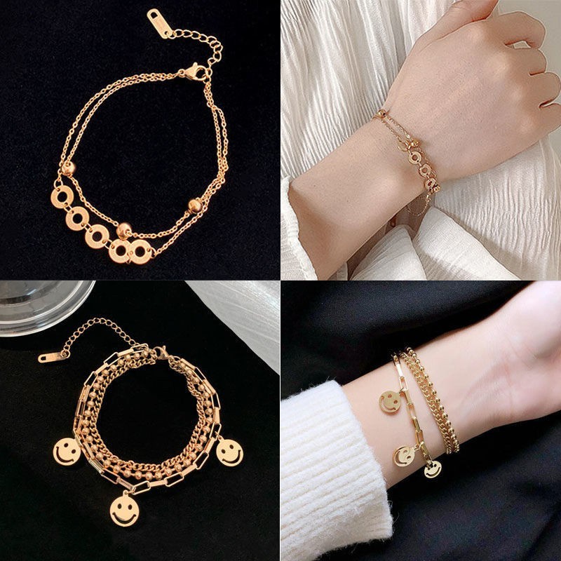 ✚Vòng Tay Vỏ Sò Đôi Bằng Thép Titan Không Phai Màu Cho Nữ