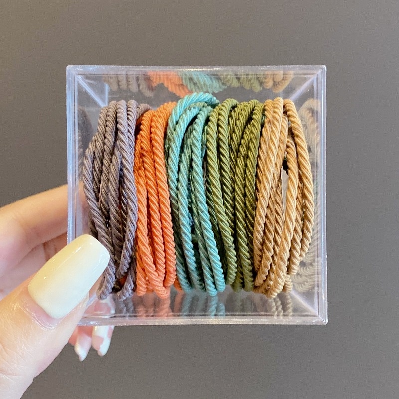 Hộp 50 Dây Buộc Tóc Cao Su Phong Cách Hàn Quốc Dễ Thương Siêu Bền