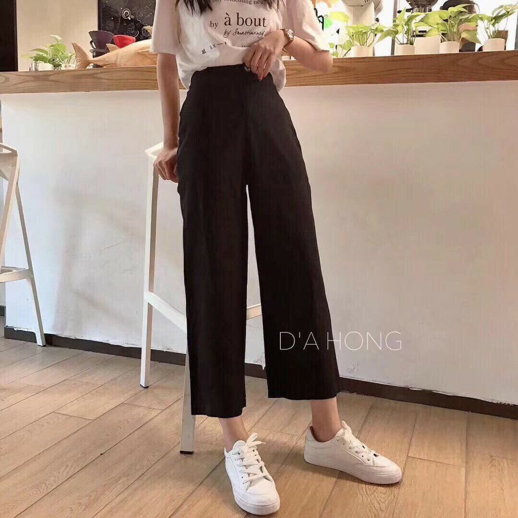 [CÓ SẴN] QUẦN CULOTTES LỬNG ĐEN TRƠN DÀI NGẮN LỬN  Ulzzang Style