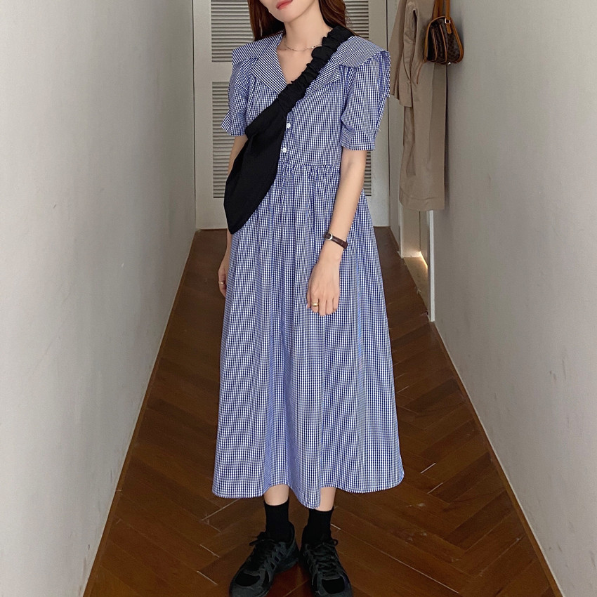 Đầm Thời Trang Tay Ngắn Họa Tiết Kẻ Sọc Thanh Lịch 41399 | BigBuy360 - bigbuy360.vn