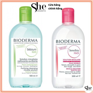 [AUTH 100%] Nước Tẩy Trang Bioderma Créaline Sébium H2O 100ml 500ml chính hãng Pháp xanh hồng