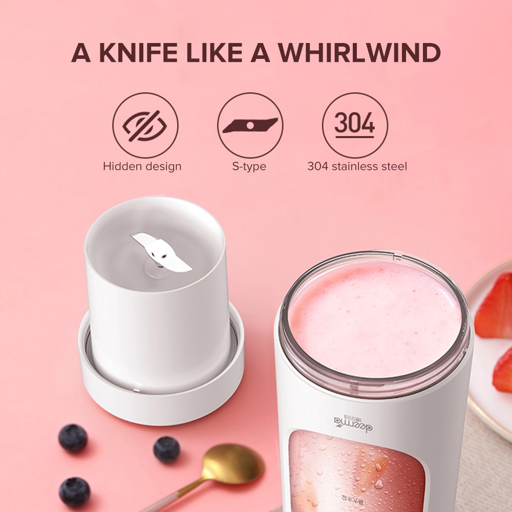 Máy xay sinh tố cầm tay không dây Deerma DEM-NU30 pin sạc tiện lợi - Hàng Chính Hãng