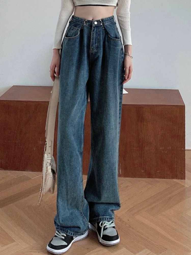 Quần jean dài IELGY lưng cao ống rộng thời trang xuân thu 2020 cho nữ