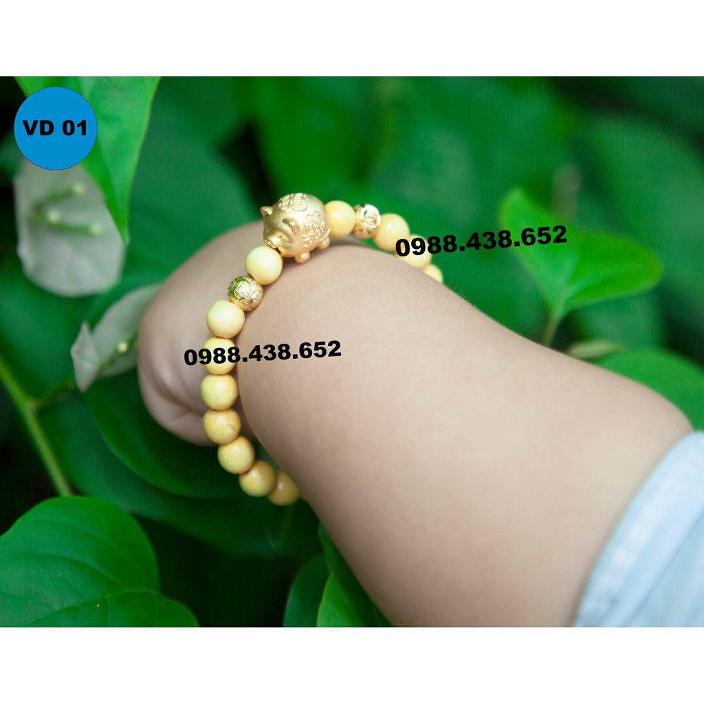 Vòng dâu tằm ăn mix heo bạc xi vàng 18k trộm vía bé