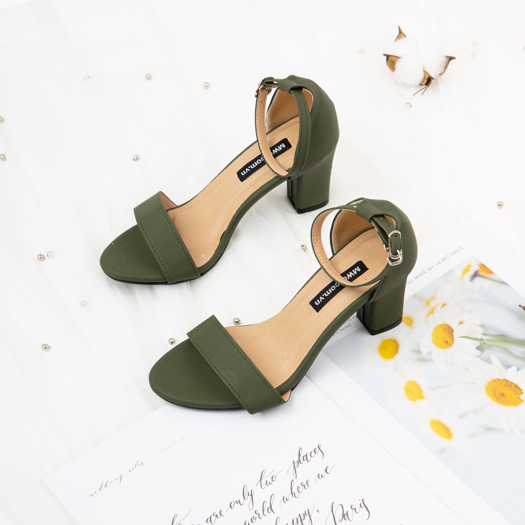 Giày MWC 3548 - Sandal Cao Gót Đế Vuông 7CM Quai Ngang Thanh Lịch