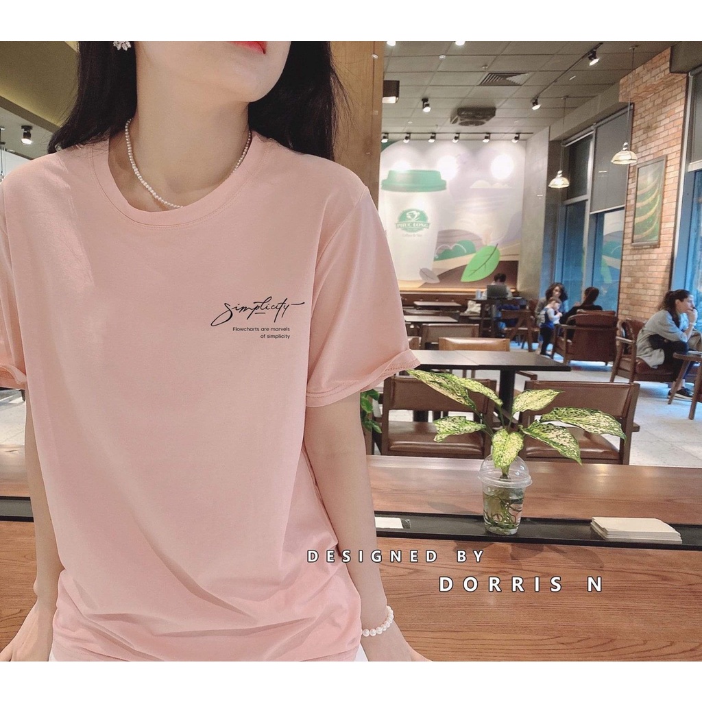 Áo Phông Nam Nữ Tay Lỡ Cổ Tròn In Chữ Bên Phải Chất Vải Cotton Mềm Mịn Co Giãn Thoáng Mát Mix Quần Short Chân Váy