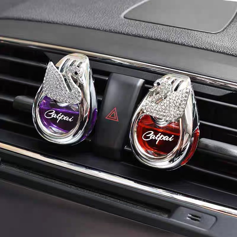 Nước hoa xe ô tô, xe hơi CATIANPAI cao cấp siêu thơm cài cửa gió gắn thiên nga, nơ đính đá trang trí và khử mùi xe