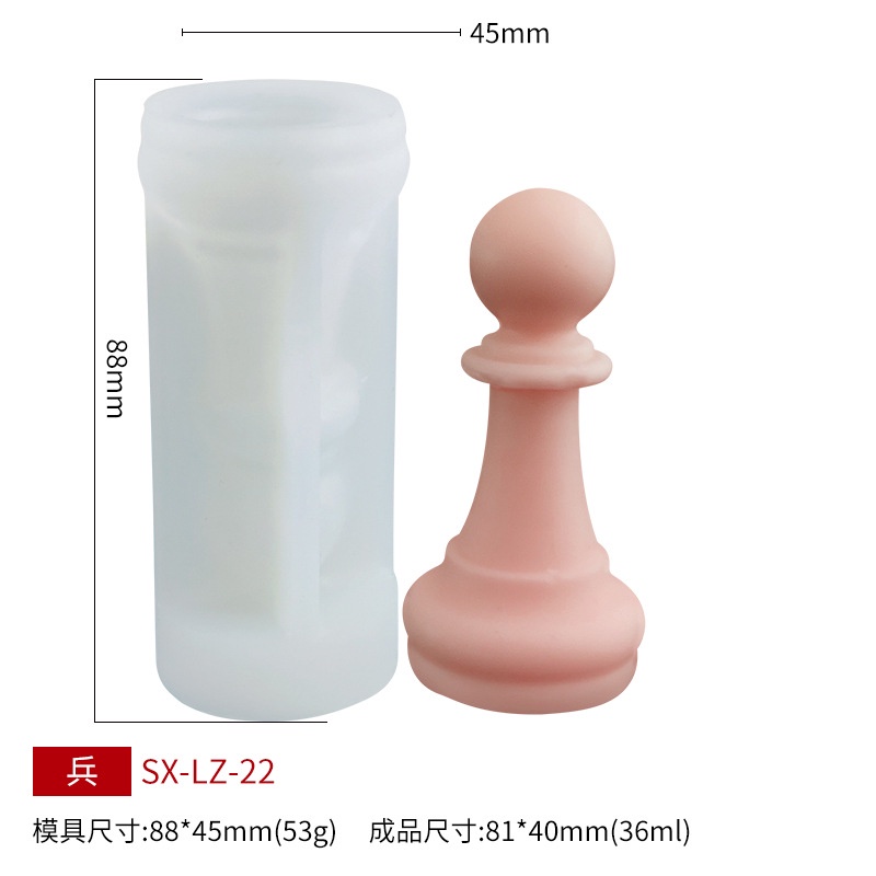 Bộ 6 Khuôn Silicone Làm Nến Thơm Hình Quân Cờ Vua Sáng Tạo