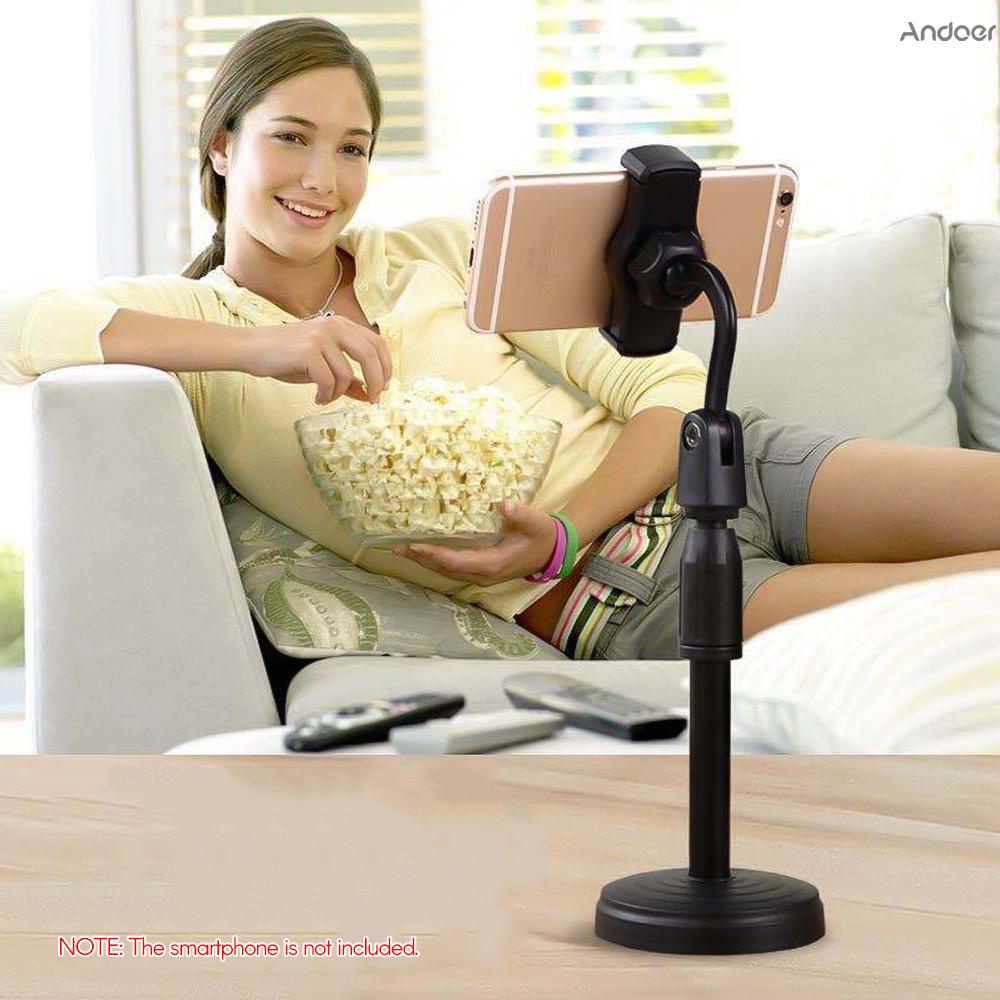 ✧   Desktop Smartphone Stand Bracket 26-38cm Adjustable Height with Phone Holders 360° Rotation for Live Streaming Online Video Chatting Singging