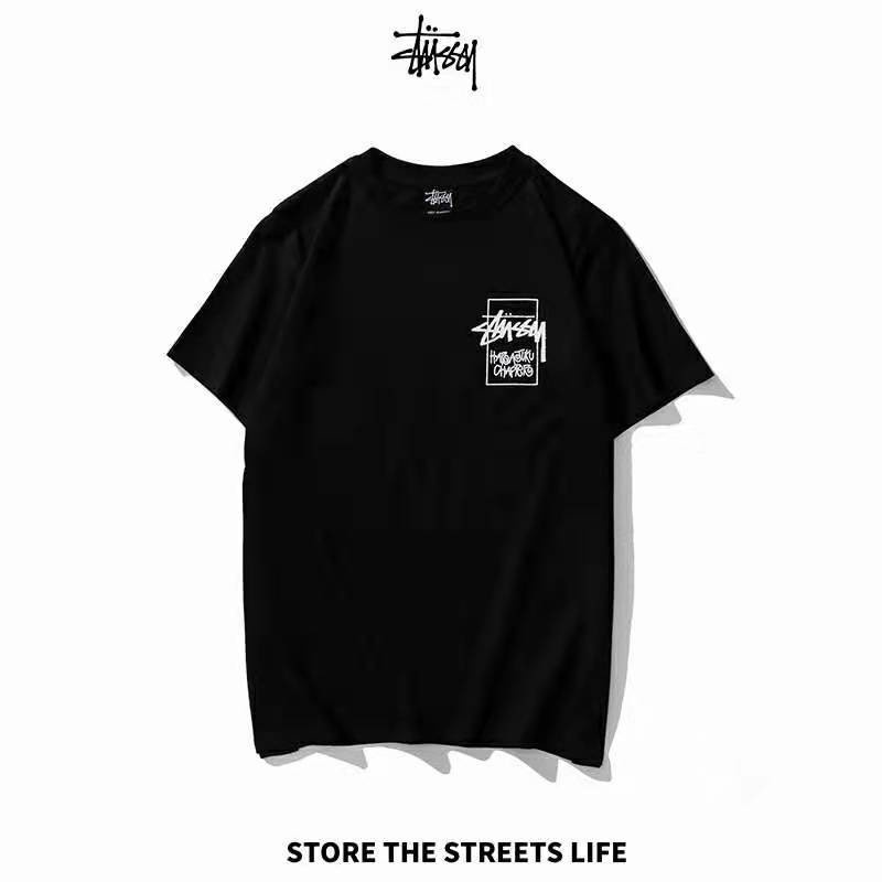 Áo Thun Cotton Ngắn Tay In Chữ Stussy Phong Cách Hip hop Cá Tính