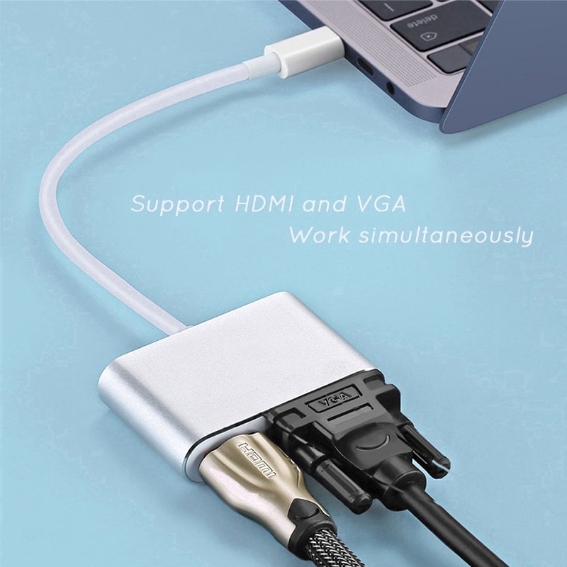 Cáp Chuyển Đổi Loại C Sang Vga Hdmi Hd 4k Cho Macbook