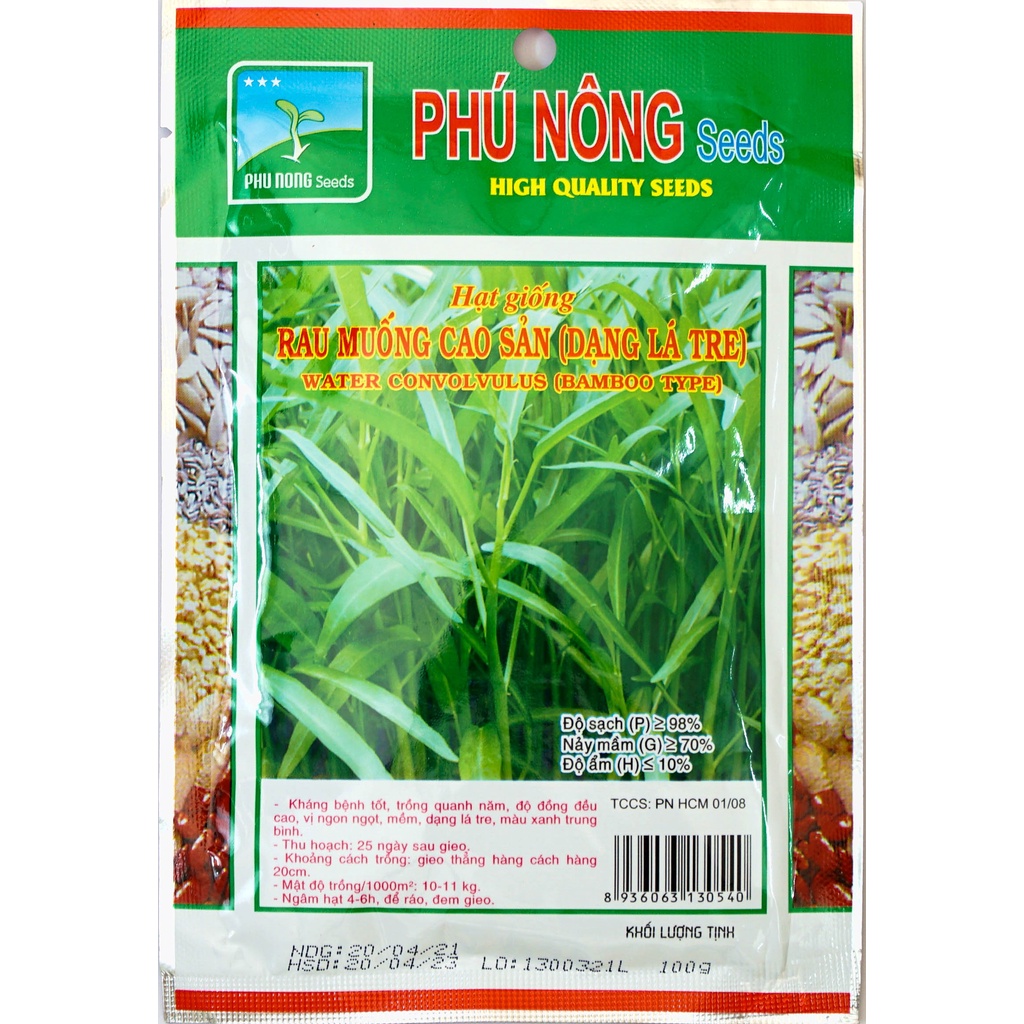 Hạt Giống Rau Muống Cạn Gói Lớn Phú Nông Chịu Nhiệt Tốt Siêu Dễ Trồng- Gói 100gr (HPN-018)