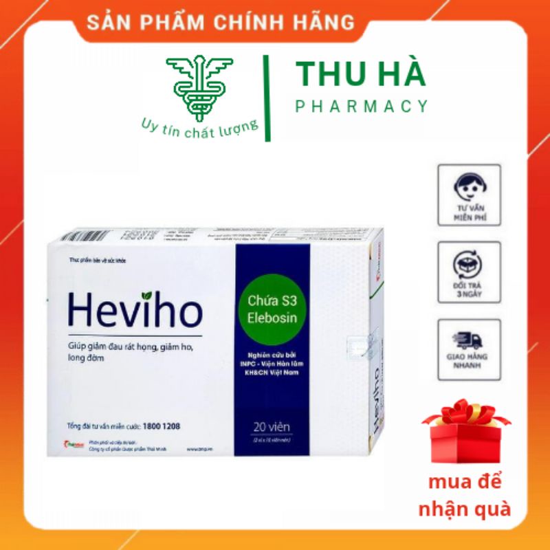 [Chính hãng] Viên uống Heviho- Hỗ trợ giảm ho , đau rát họng , long đờm