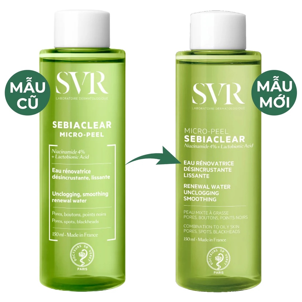 Nước Cân Bằng Giảm Mụn Thông Thoáng Lỗ Chân Lông SVR Sebiaclear Micro Peel 150ml